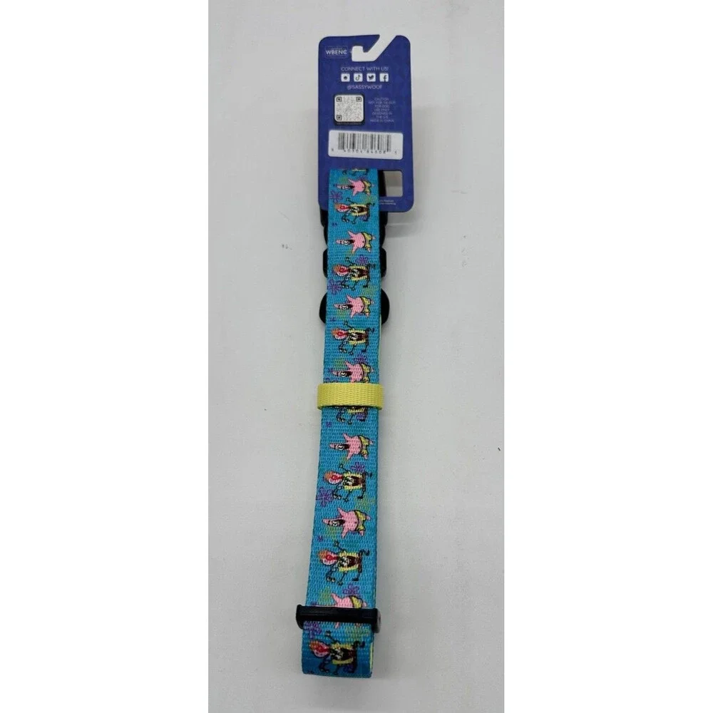 NEW Sassy Woof x Spongebob Squarepants Adjustable Dog Collar Size Large